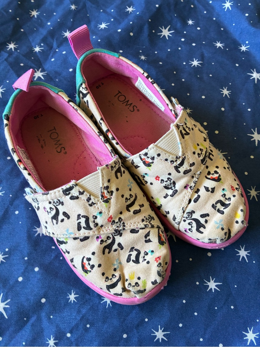 Toms Kids Panda Print Canvas Slip-On Sneakers - Pink Accent